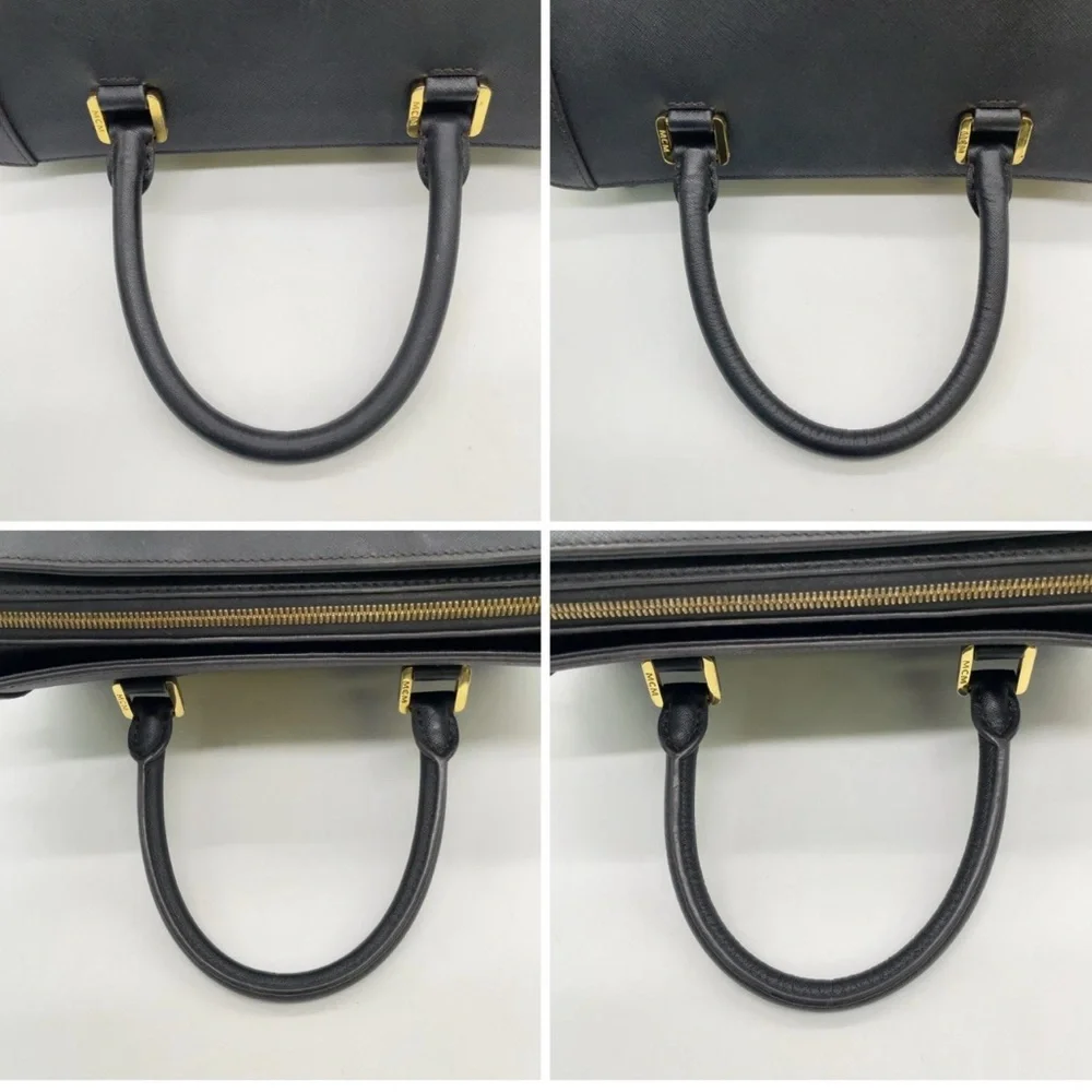 Authentic MCM Gold Hardware Leather Black 2Way Bag with crossbody strap - Picture 14 of 17